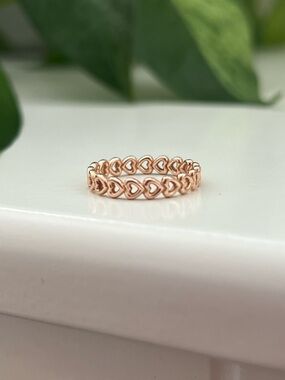 Like New Pandora Band of Hearts Rose Gold Stacking Ring, Size 5
